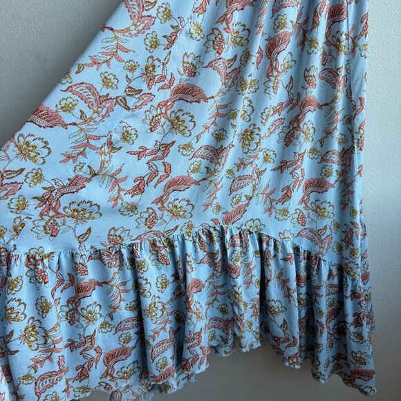 Free People Dress Women XS Blue Heat Wave Floral Smocked Asymmetrical Boho Fairy - Picture 3 of 9